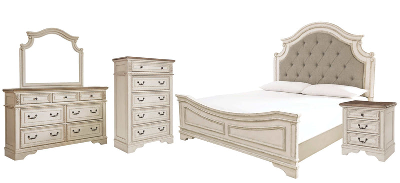 (Online Special Price) Realyn King Upholstered Panel Bedroom Set / 5pc - Ornate Home
