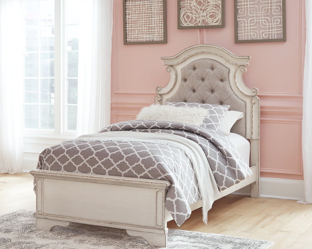 Realyn Two-tone Twin Panel Bedroom Set with Dresser, Mirror, Chest and Nightstand - Ornate Home