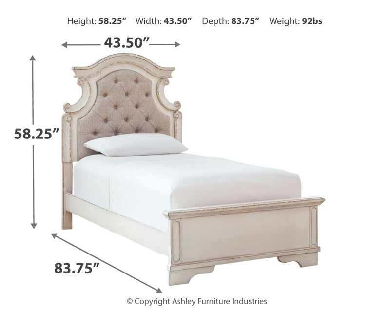 Realyn Two-tone Twin Upholstered Panel Bedroom Set with Nightstand - Ornate Home