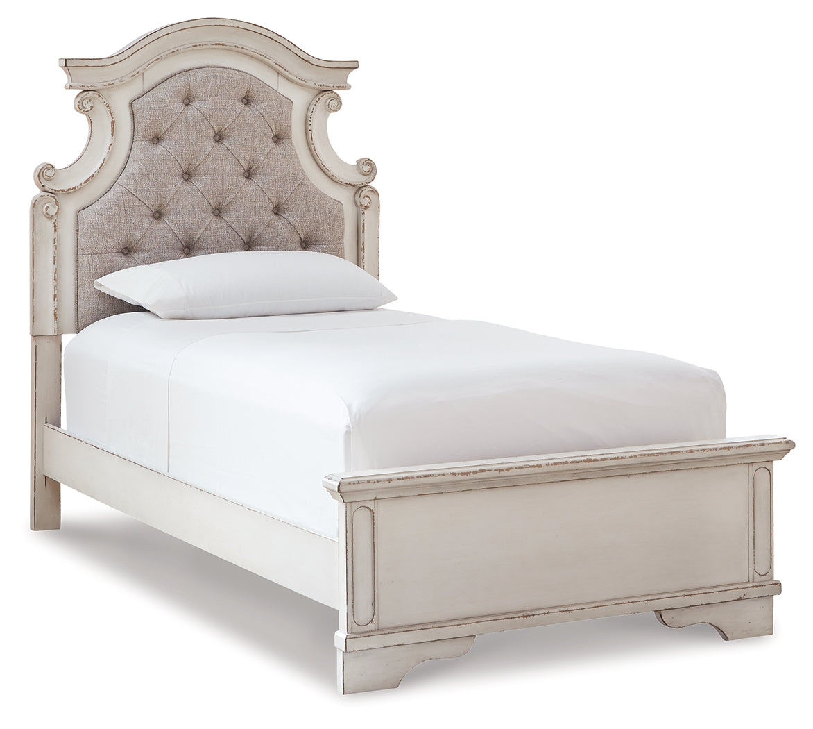 Realyn Two-tone Twin Upholstered Panel Bedroom Set with Nightstand - Ornate Home