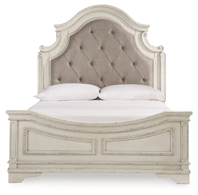 Realyn Two-tone Queen Upholstered Panel Bedroom Set with Dresser and Mirror - Ornate Home