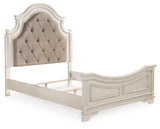 Realyn Two-tone Queen Upholstered Panel Bedroom Set with Dresser, Mirror, Chest and Nightstand - Ornate Home