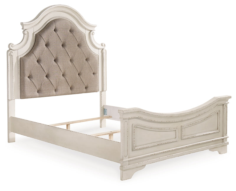 Realyn Two-tone Queen Upholstered Panel Bedroom Set with Dresser and Mirror - Ornate Home