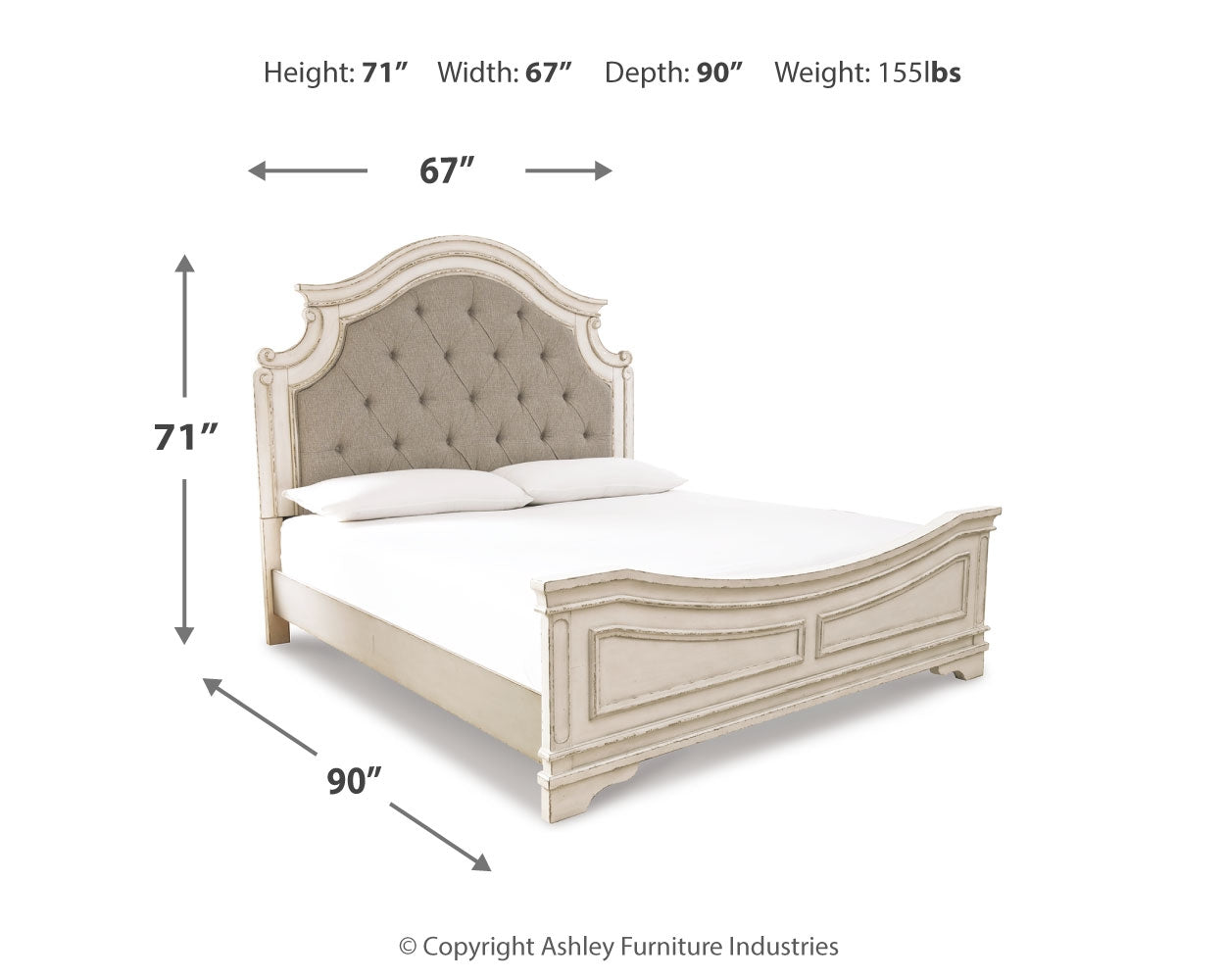 Realyn Two-tone Queen Upholstered Panel Bedroom Set with Dresser and Mirror - Ornate Home