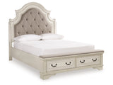 Realyn Two-tone Queen Upholstery Panel Bedroom Set with Dresser, Chest, Nightstand, and Vanity Set - Ornate Home