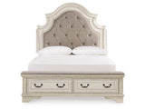 Realyn Two-tone Queen Upholstery Panel Bedroom Set with Dresser, Chest, Nightstand, and Vanity Set - Ornate Home