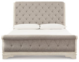 Realyn Two-tone Queen Upholstered Sleigh Bedroom Set with Chest - Ornate Home