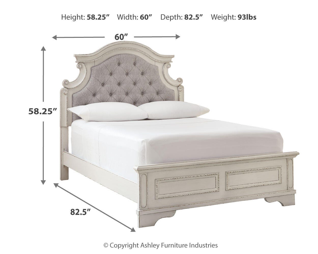 Realyn Two-tone King Panel Bed, Dresser, Mirror and Nightstand