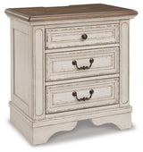 Realyn Chipped White Chest and 2 Nightstands