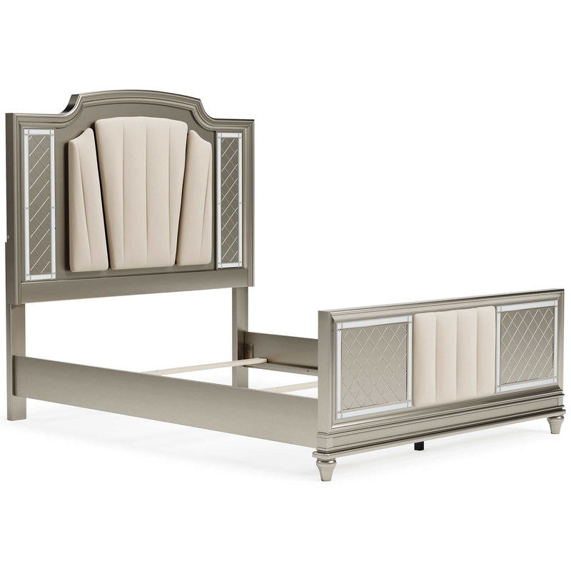 Chevanna Platinum Queen Upholstered Panel Bedroom Sets - Ornate Home