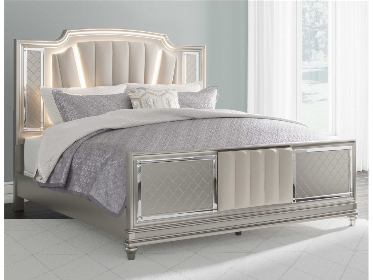 Chevanna Platinum Cal. King Upholstered Panel Bed - Ornate Home