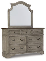 Lodenbay Gray Queen Upholstered Panel Bedroom Set with Dresser, Mirror, Chest and Nightstand - Ornate Home