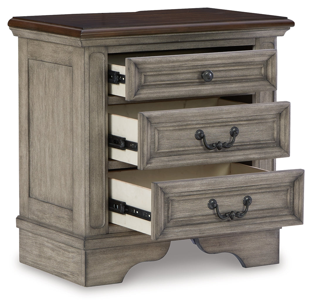 Lodenbay Gray Queen Upholstered Panel Bedroom Set with Dresser, Mirror, Chest and Nightstand - Ornate Home