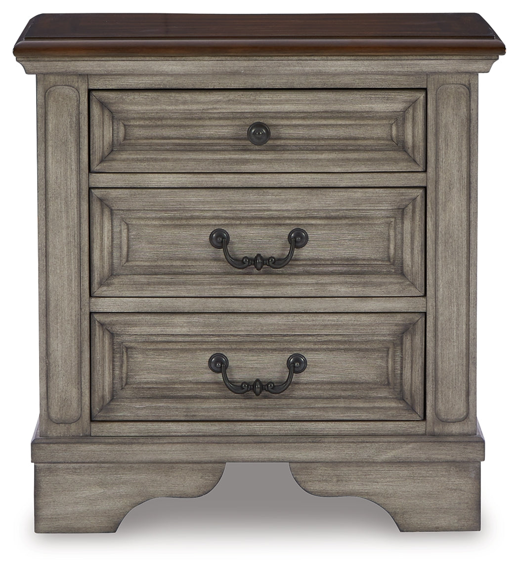 Lodenbay Gray Queen Upholstered Panel Bedroom Set with Dresser, Mirror, Chest and Nightstand - Ornate Home