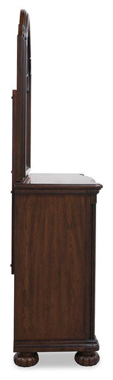 Lavinton Brown California King Poster Bed, Dresser, Mirror and 2 Nightstands