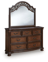 Lavinton Brown California King Poster Bed, Dresser, Mirror and 2 Nightstands