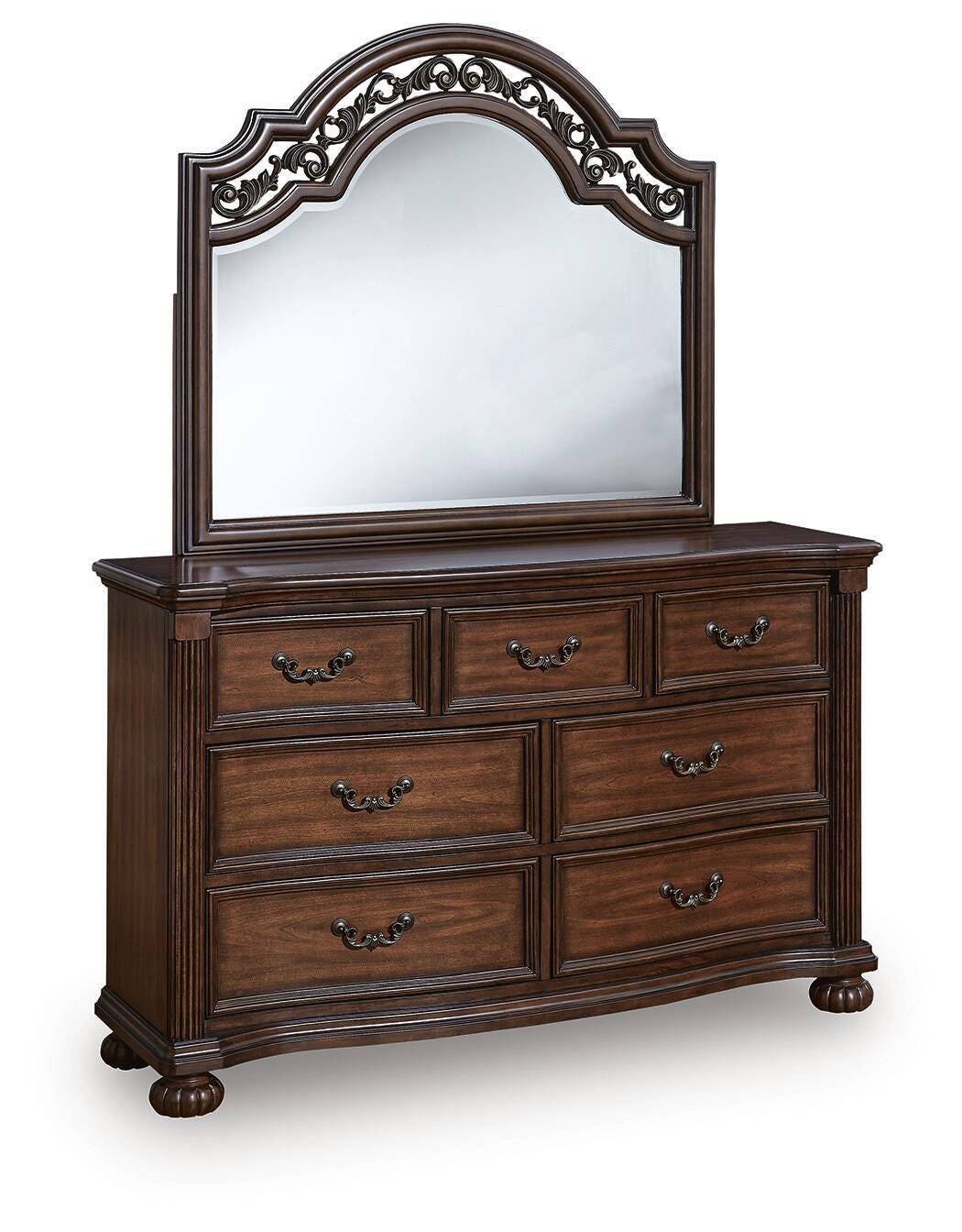 Lavinton Brown California King Poster Bed, Dresser, Mirror and 2 Nightstands