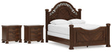 Lavinton Brown Queen Poster Bed and 2 Nightstands (Online Special Price)