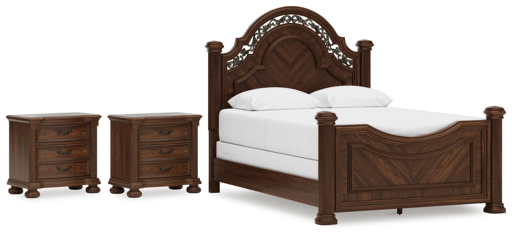 Lavinton Brown Queen Poster Bed and 2 Nightstands (Online Special Price)