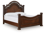 Lavinton Brown Queen Poster Bed and 2 Nightstands (Online Special Price)