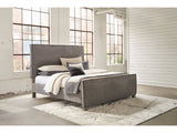 Krystanza Weathered Gray King Upholstered Panel Bed - Ornate Home