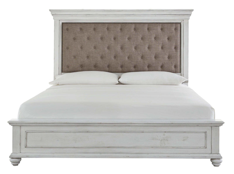 (Online Special Price) Kanwyn Whitewash California King Bed w/ UPH HB - Ornate Home