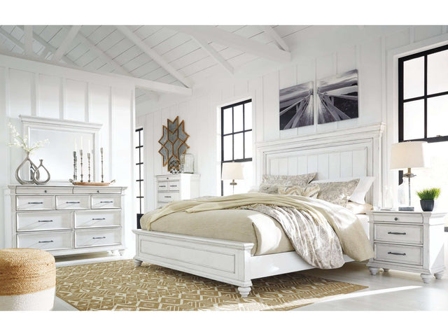 Kanwyn Whitewash Queen Panel Bedroom Set / 5pc - Ornate Home