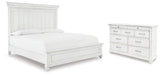 Kanwyn Whitewash Queen Panel Bed and Dresser
