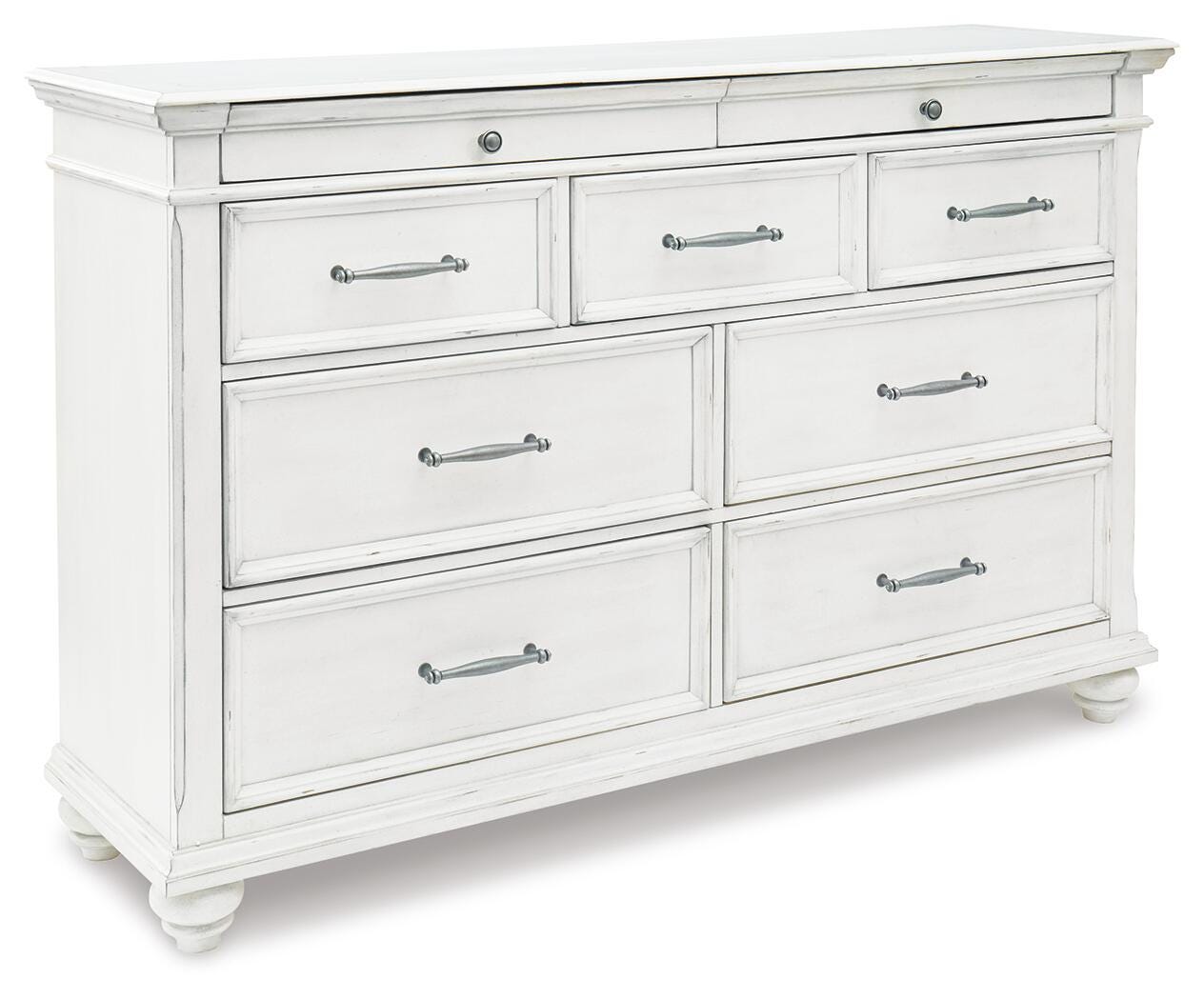 Kanwyn Whitewash Queen Panel Bed and Dresser