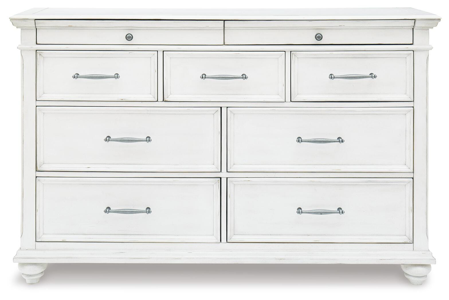 Kanwyn Whitewash Queen Panel Bed and Dresser