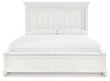 (Online Special Price) Kanwyn Whitewash Queen Panel Bed w/ Storage Bench - Ornate Home