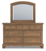 Feddinger Medium Brown King Panel Bed, Dresser, Mirror, Chest and 2 Nightstands