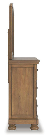 Feddinger Medium Brown King Panel Bed, Dresser, Mirror, Chest and 2 Nightstands