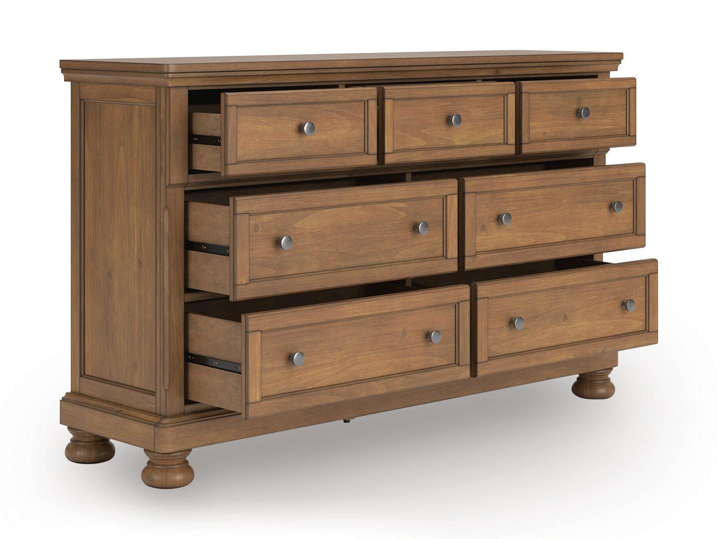 Feddinger Medium Brown California King Panel Storage Bed, Dresser and Nightstand