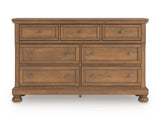 Feddinger Medium Brown California King Panel Storage Bed, Dresser and Nightstand