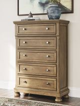 Feddinger Medium Brown Queen Panel Bed, Dresser, Mirror, Chest and 2 Nightstands (Online Special Price)