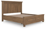 Feddinger Medium Brown California King Panel Storage Bed, Dresser and Nightstand