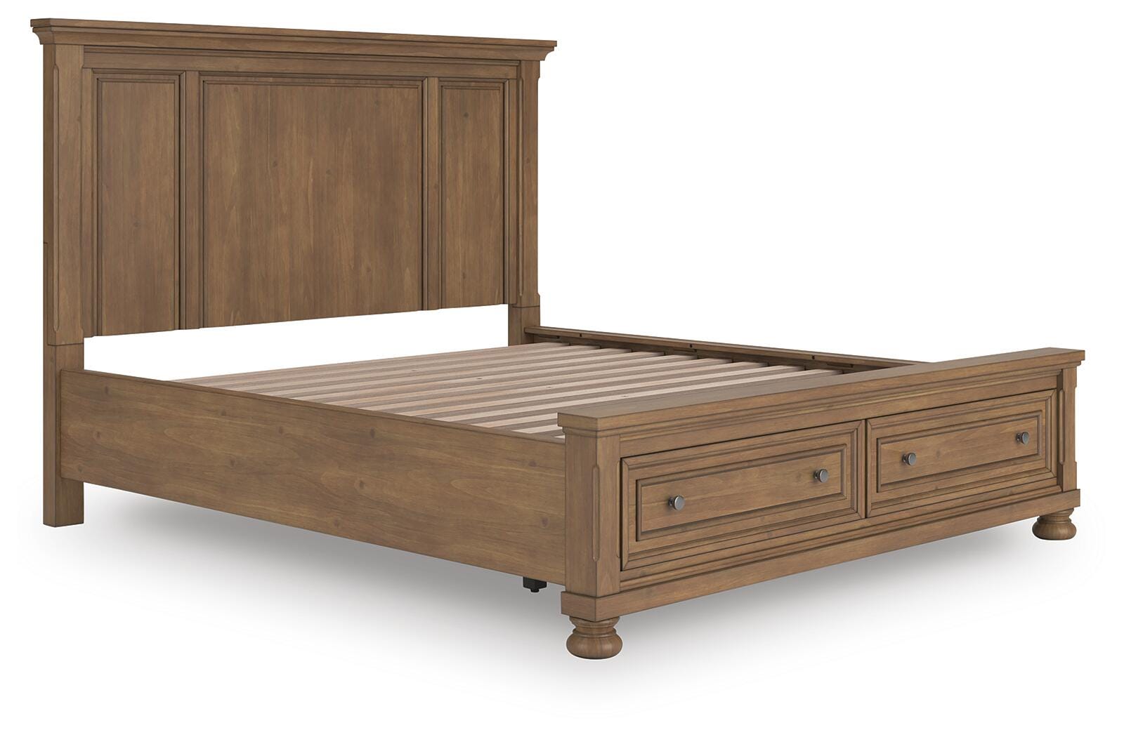 Feddinger Medium Brown California King Panel Storage Bed, Dresser and Nightstand
