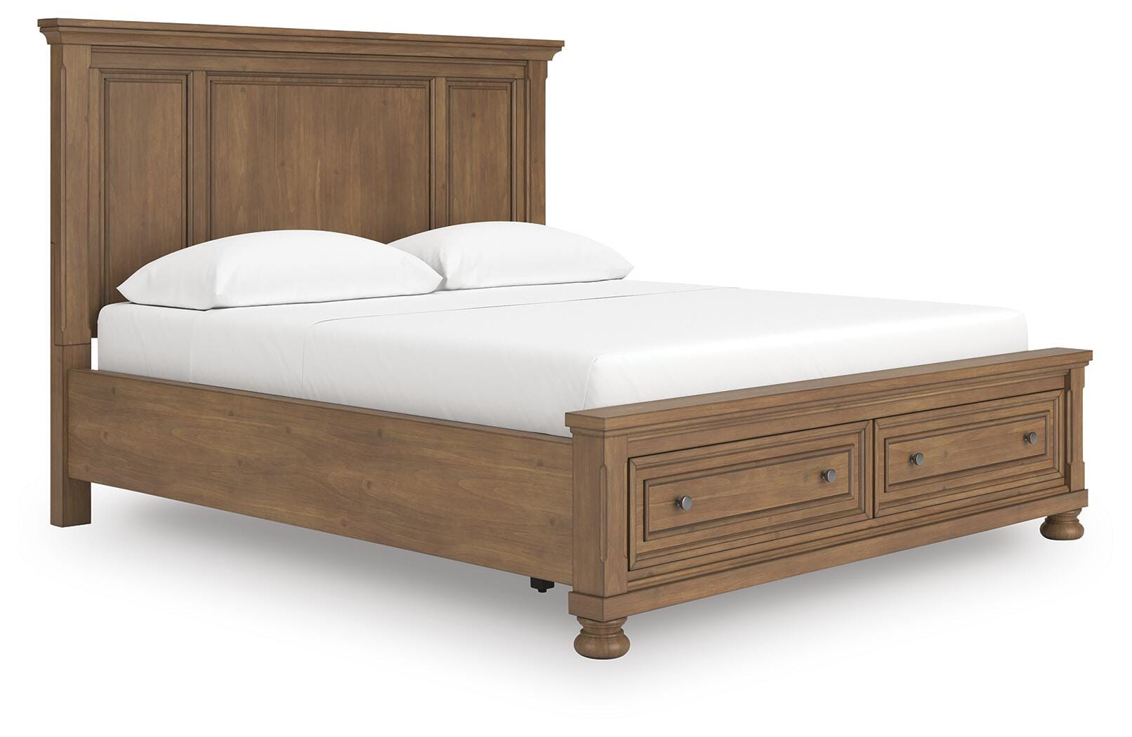 Feddinger Medium Brown California King Panel Storage Bed, Dresser and Nightstand