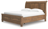 Vandenmore Medium Brown California King Storage Sleigh Bed