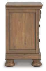 Feddinger Medium Brown King Panel Bed, Dresser, Mirror, Chest and 2 Nightstands