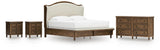 Sturlayne Brown King Upholstered Panel Bed, Dresser and 2 Nightstands (Online Special Price)