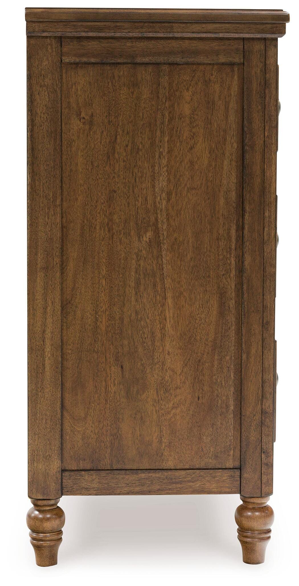Sturlayne Brown King Upholstered Panel Bed, Dresser and 2 Nightstands (Online Special Price)