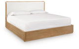 Pamaria Light Brown California King Upholstered Panel Bed