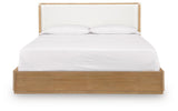 Pamaria Light Brown California King Upholstered Panel Bed