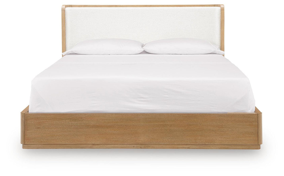 Pamaria Light Brown California King Upholstered Panel Bed