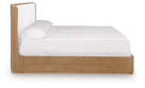 Pamaria Light Brown California King Upholstered Panel Bed