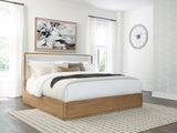 Pamaria Light Brown California King Upholstered Panel Bed