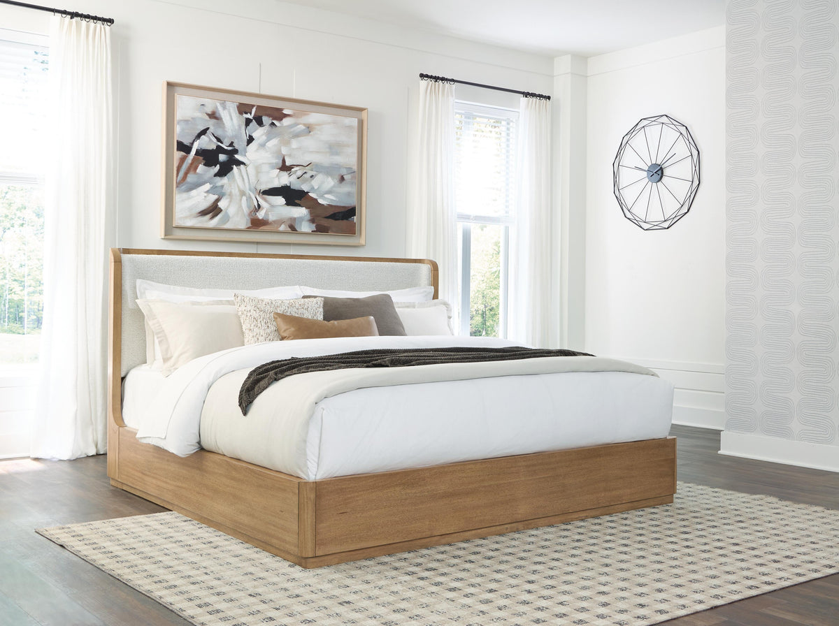 Pamaria Light Brown King Upholstered Bed