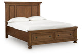 Zackaryn Warm Brown Queen Panel Storage Bed